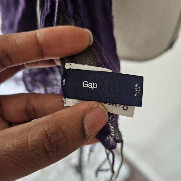 Gap Purple Orange Linen Cotton Scarf - Picture 4 of 5